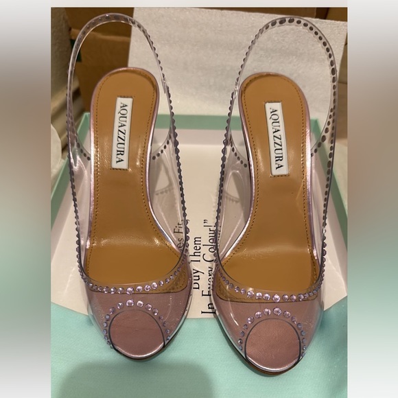 Aquazzura
85mm Ray of Light Plexi Crystal Sling Sandals - Picture 6 of 12